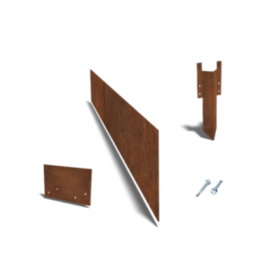 Cortenstaal kantopsluiting recht 150mm complete set per 15 meter