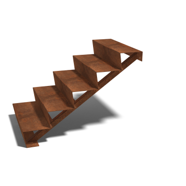 Cortenstaal trap 5-trede (breedte 80cm)