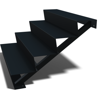 Zwarte trap 4-trede (breedte 120cm)