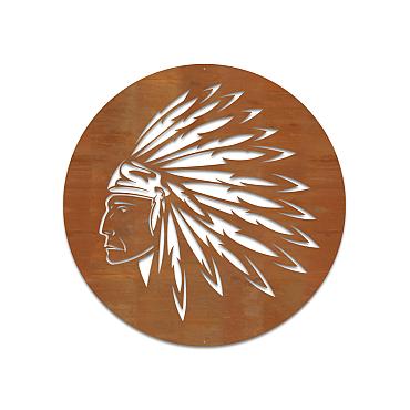 Cortenstaal wanddecoratie Indian-Small