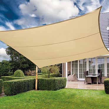 Zonnezeil waterdicht - 4-kant 4.2x4.2m zandbeige
