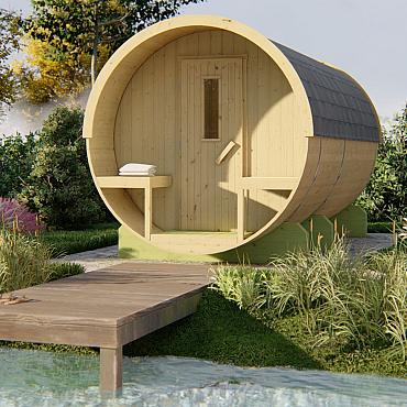 Saunabarrel vurenhout - Ø220cm, 400cm lang