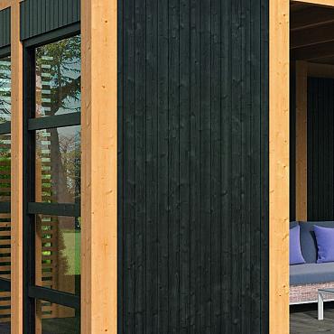 Wandmodule zwart hout dicht - Set 1 B99xH234cm