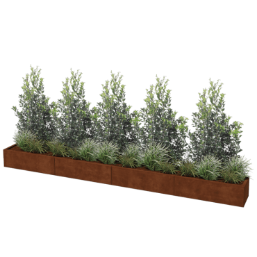 Cortenstaal plantenbak Texas xxl 400 x 40 cm - 40cm hoog - Geen Bodem