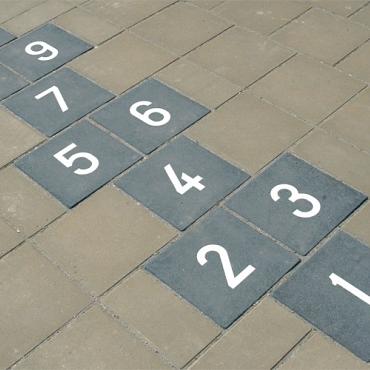 Cijfertegels 20x20x6cm zwart/wit - 1 t/m 9