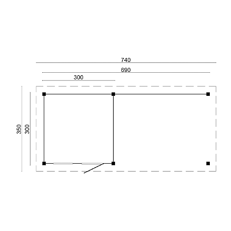 DHZ Plat dak met zijluifel Holten (3 c.) - 300x300+390cm basis