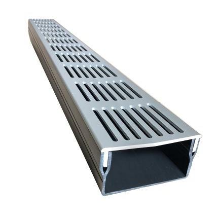 Aqua Drain 50/100 kunststof goot met grijs aluminium rooster 1000mm