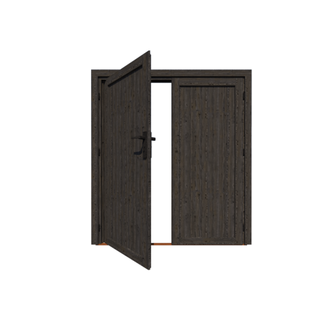 Vuren dichte deur dubbel, geschaafd 195x195 - Zwart