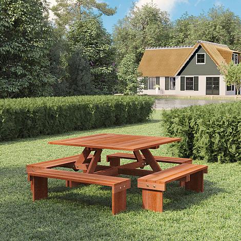 Hardhouten picknicktafel - Vierkant
