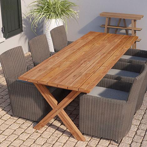 Tuintafel Rustiek teak 250x100cm