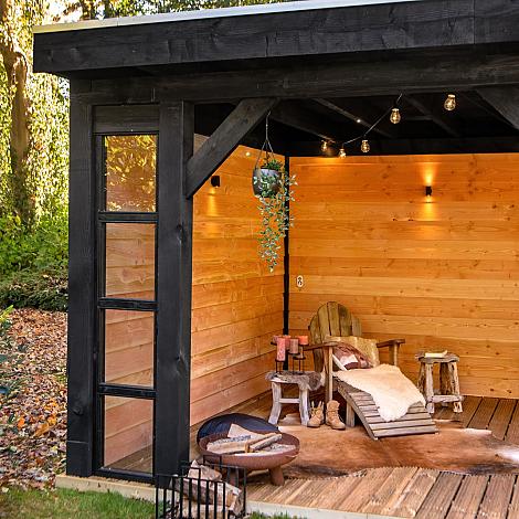 Glaswand modern zwart enkel - Wandmodule B45xH210cm