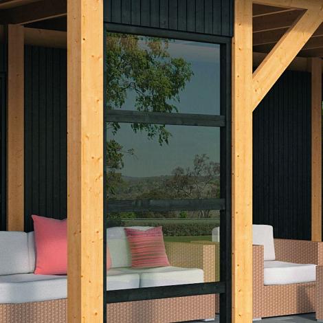 Wandmodule zwart hout incl. glaswand - Set 2 B99xH234cm