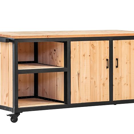 Buitenkeuken Acero 57x88x190cm - Zwart gepoedercoat/Douglas