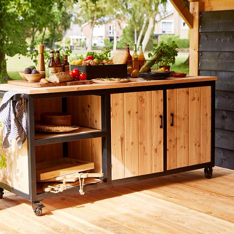 Buitenkeuken Acero 57x88x190cm - Zwart gepoedercoat/Douglas