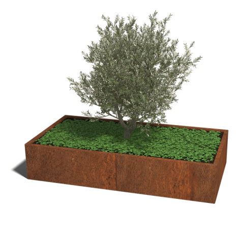 Cortenstaal plantenbak Texas xxl 200 x 100 cm - 40cm hoog = met bodemplaat