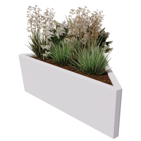 Gepoedercoat staal plantenbak Alaska ongelijkzijdig 112 cm - RAL9010 - 40cm hoog