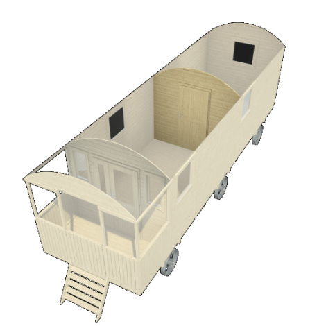 Prefab tussenwand met deur - t.b.v. zigeunerwagen