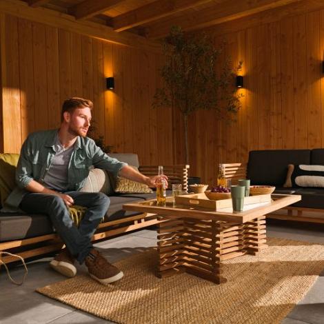 Teak loungeset - Riverside tafel met glasplaat