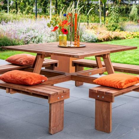 Hardhouten picknicktafel - Vierkant