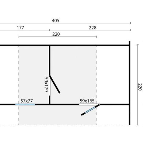 Oval sauna - onbehandeld vuren 400x240cm