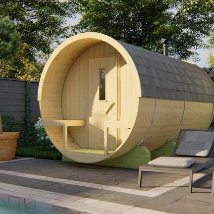 Saunabarrel vurenhout - Ø220cm, 350cm lang