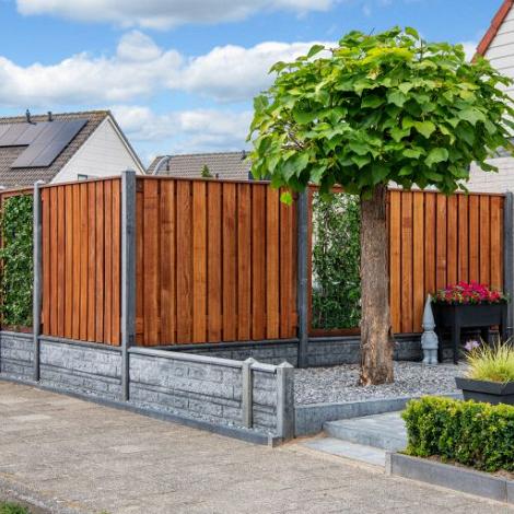 Tuinscherm hardhout 21 planks (19+2) - Dronten 180 x 180 - schutting