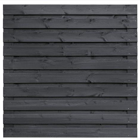 Tuinscherm zwart gesp. 21 planks (19+2) - Kassel H180xB180cm horizontaal - schutting