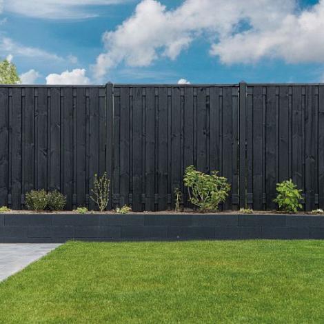 Tuinscherm zwart gesp. 21 planks (19+2) - Stuttgart 180x180cm - schutting