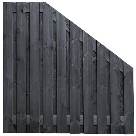 Tuinscherm zwart gesp. 21 planks (19+2) - Stuttgart 180/90x180cm VERLOOP - schutting