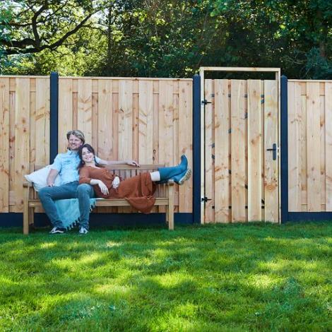 Tussenpaal antraciet glad met diamantkop 10 x 10 x 280 cm betonpaal