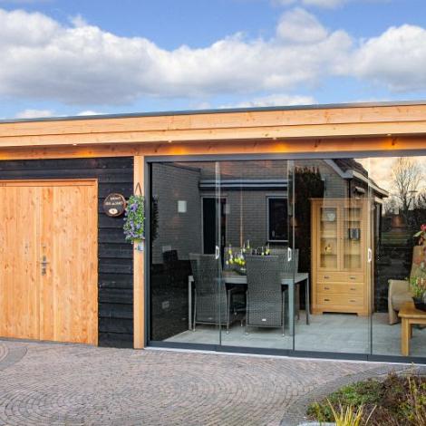 DHZ Plat dak met zijluifel Holten- Zwart 300x300+390cm