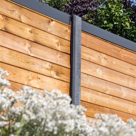 Berton©-sleufpaal 10x10x275 antraciet - Vlakke kop tussenmodel brede ondersleuf - Zaan-serie