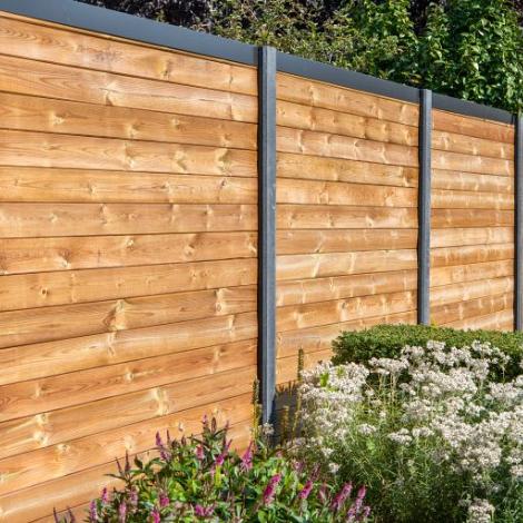 Berton©-sleufpaal 10x10x275 antraciet - Vlakke kop tussenmodel brede ondersleuf - Zaan-serie