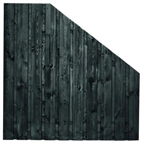 Tuinscherm zwart gesp. 21 planks (19+2) - Stuttgart 180/90x180cm VERLOOP - schutting