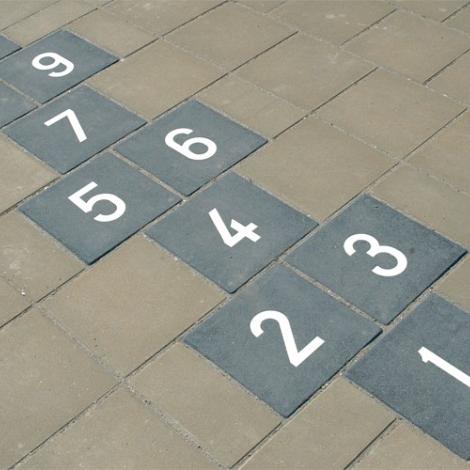 Cijfertegels 20x20x6cm zwart/wit - 1 t/m 9