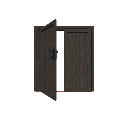 Vuren dichte deur dubbel, geschaafd 195x195 - Zwart