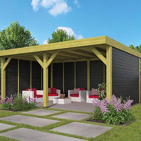 DHZ Plat dak Maasdeik vuren - 600x300cm zwarte wanden (2 colli)