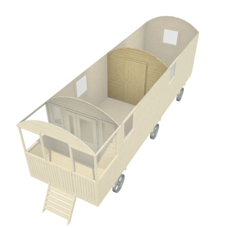 Prefab tussenwand met deur - t.b.v. zigeunerwagen