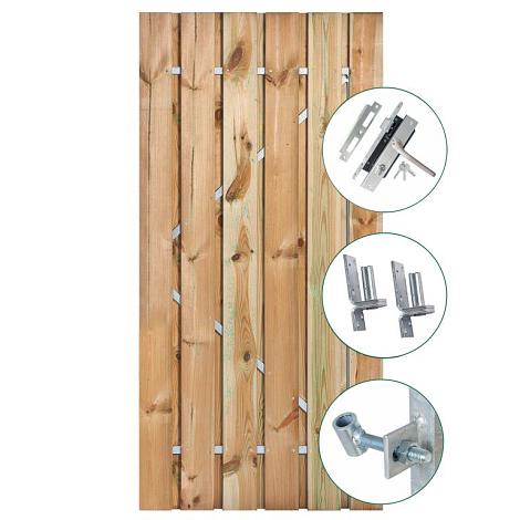 Tuindeur geïmpregneerd - Privacy + rvs inbouwslotset 195x90cm - poort