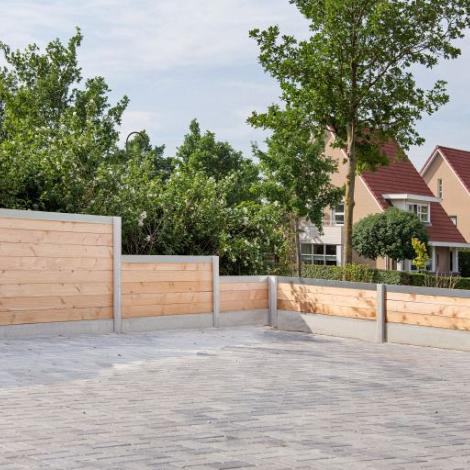 Berton©-sleufpaal 10x10x275 wit/grijs - Vlakke kop eindmodel brede ondersleuf - Zaan-serie