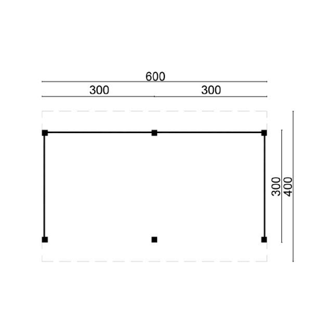 DHZ Plat dak Maaseik vuren - 600x300cm geïmpregneerde wanden