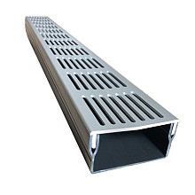 Aqua Drain 50/100 kunststof goot met grijs aluminium rooster 1000mm