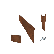 Cortenstaal kantopsluiting geplet 130mm complete set per 24 meter