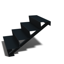 Zwarte trap 4-trede (breedte 80cm)