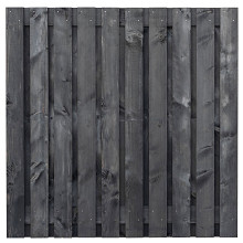 Tuinscherm lariks 21 planks (19+2) - Marlies 180x180cm zwart geïmpregneerd - Planken: 1.6x14.0cm / 1