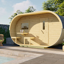 Oval sauna - onbehandeld vuren 400x240cm