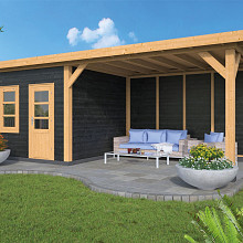 DHZ Plat dak met zijluifel Holten- Zwart 300x300+390cm