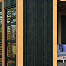 Wandmodule zwart hout dicht - Set 1 B99xH234cm