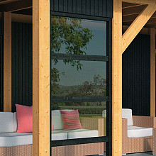 Wandmodule zwart hout incl. glaswand - Set 2 B99xH234cm