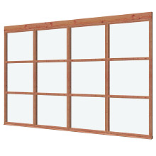 Glaswand De Luxe onbehandeld - type T 348x230cm